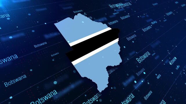 Botswana Map Displaying On A Modern Dark Background