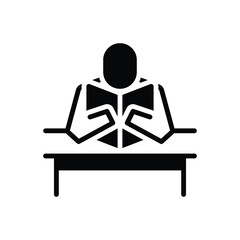 Black solid icon for reading