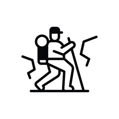 Black solid icon for trekking