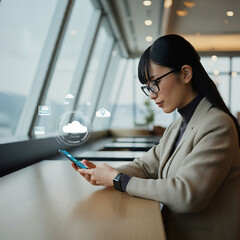 クラウドサービス利用中の女性