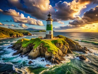 Obraz premium Lighthouse on the Coast of Valdivia, Chile - Scenic Coastal View