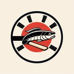 Obraz premium Samurai sushi logo