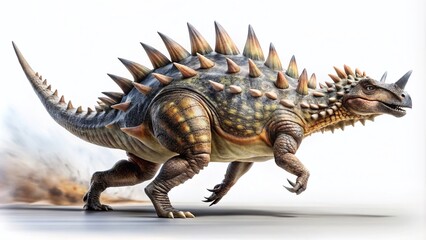 Long Exposure Euoplocephalus Dinosaur with Spikes on Transparent Background for Creative Projects