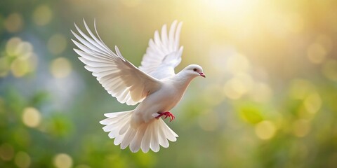 Long Exposure of a Graceful White Dove in Flight - Peaceful Nature Photography