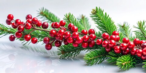 festive green branch with winter berries perfect for holiday decoration