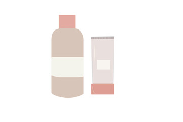 Vials, cosmetics, cream, tonic, pink, clean girl