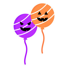 Halloween balloons. Holiday celebration, party, october, horror, trick or treat concepts. Flat decorative vector design isolated illustration.