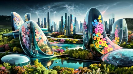 Glass city, digital future world