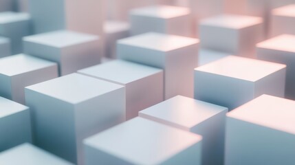 Abstract geometric squares in a harmonious row, embodying simplicity and uniformity, evoking a sense of order and tranquility.