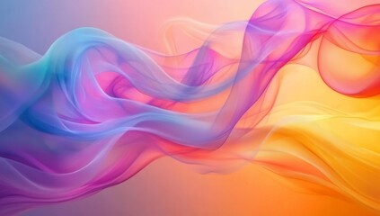 Naklejka premium Abstract colorful smoke or liquid waves in blue, pink, orange, and yellow colors on a colorful background.