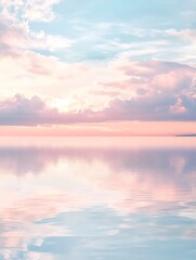 Naklejka premium Tranquil Landscape: Soft Pastel Colors and Reflections for a Serene Atmosphere