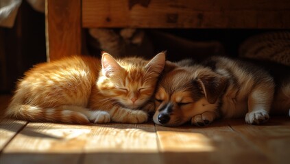 Obraz premium Relaxed Pets Sleeping