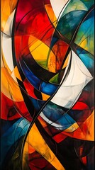 Fototapeta premium Captivating Abstract Artwork Featuring Dynamic Shapes and Vivid Colors with a Sense of Movement