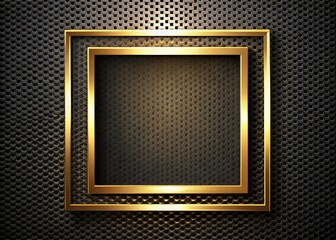 Fototapeta premium Luxury Graphic Background with Golden Frame on Carbon Texture - 3D Product Photography