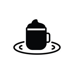 Black solid icon for cappuccino