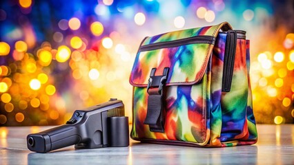 Obraz premium Magazine Bag with Bokeh Effect on White Background for Firearms Accessories