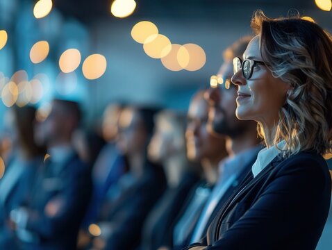 Futuristic Corporate Networking at Charity Gala: Building Philanthropic Connections with Copy Space Overlay