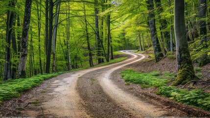 Fototapeta premium Serene Forest Pathway in Lush Greenery