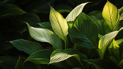 Obraz premium Lush Green Leaves with Striking Light Patterns