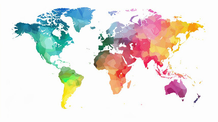 Colorful and modern world map vector, showcasing a silhouette design with intricate details and artistic elements. Perfect for travel, geography, education, or digital presentations.