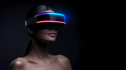 Woman using a VR headset with a light strip