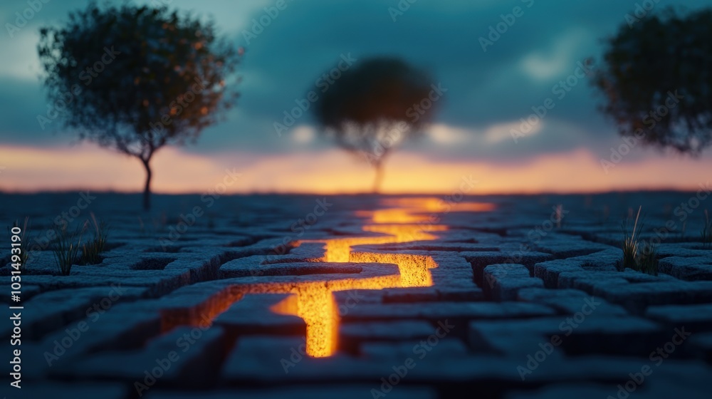 Wall mural a maze made of light, showcasing a strategy that navigates through abstract complexities.