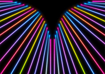 Colorful neon glowing laser lines futuristic background. Abstract vector design