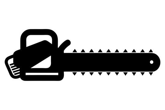 black chainsaw icon, cutting tool clip art preview