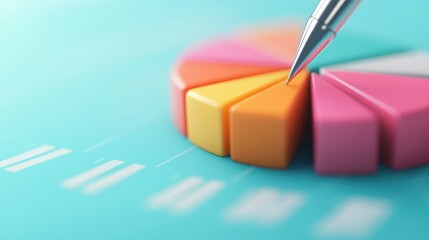 Obraz premium A close up of a financial report with a pie chart showing the distribution of income and expenses, highlighting areas for optimization.