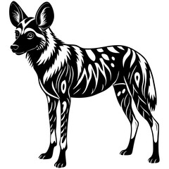 African wild dog silhouette vector illustration 