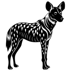 African wild dog silhouette vector illustration 