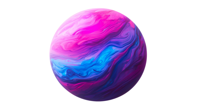 Colorful abstract sphere with swirling pink and blue patterns, perfect for backgrounds or artistic projects.