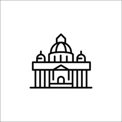 Church icon. Simple representation of a church, used to symbolize places of Christian worship or religious buildings. Vector illustration