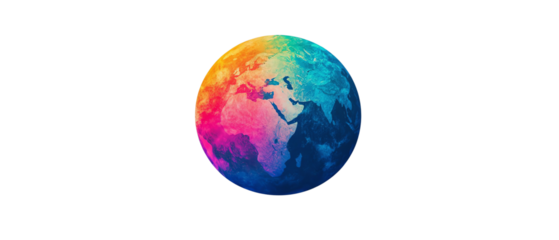 Vibrant and colorful globe representing global unity, diversity, and environmental awareness.