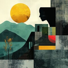 Fototapeta premium Abstract Landscape with Sun