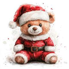 Cute Christmas Bear in Santa Outfit