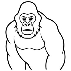  Gorilla line art vector illustration 