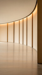 Obraz premium Softly lit curved hallway in a modern architectural space during daytime