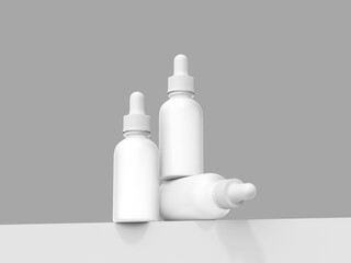 Realistic White Blank Dropper Bottle Mockup 3D Rendering