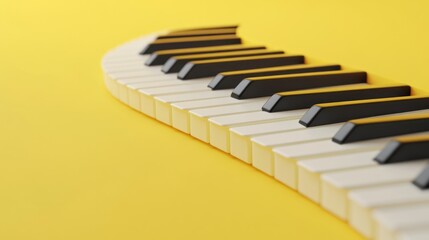 Naklejka premium Piano Keys on Yellow Background