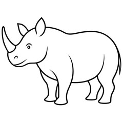 Rhinoceros line art vector illustration 