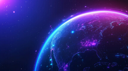 Obraz premium Neon earth globe.
