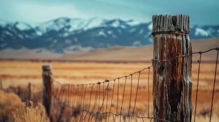 Rustic Fence in Scenic Mountain Landscape
