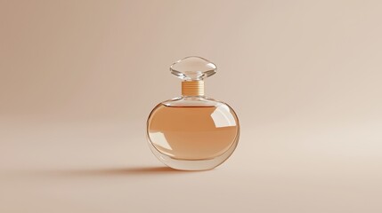 Elegant Glass Perfume Bottle on Beige Background