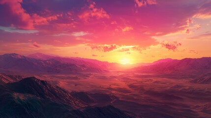 Naklejka premium Breathtaking Sunrise Over Afghan Steppe Landscape