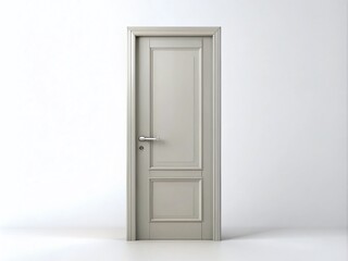 Minimalist Light Gray Door Isolated on White Background - 3D Rendering for Interior Design Inspiration