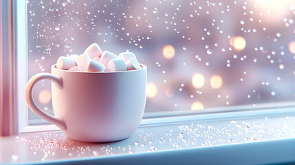 Pink Marshmallow Dream: Cozy Rainy Day with Hot Cocoa