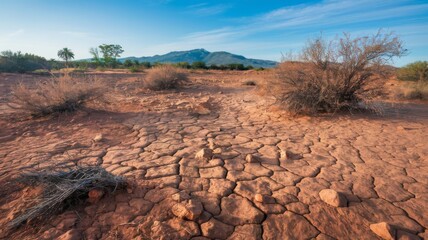 Dry, cracked earth, highlighting the effects of global warming and prolonged drought