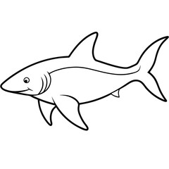 Hammerhead shark line art vector illustration