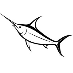 Marlin line art vector illustration